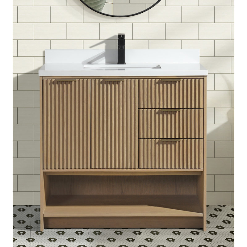 Joss & Main Anelie 36" Freestanding Bathroom Vanity Oak | Wayfair